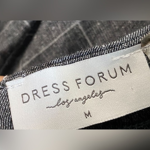 Dress Forum Windowpane Plaid Crop Jumpsuit Wide Leg Gray Bow Tie Preppy Geek M - Picture 8 of 10